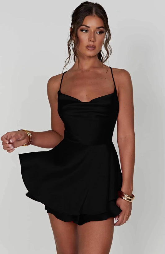 SatinMuse™ Laceback Mini Dress