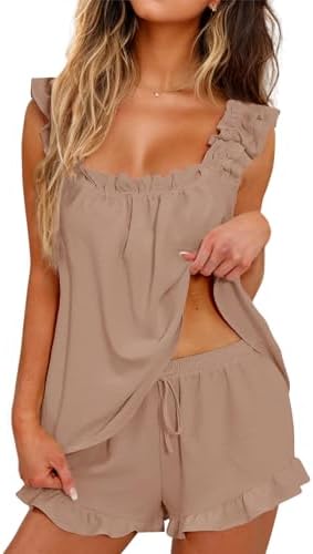 Womens Pajamas Set 2 Piece Rufflle