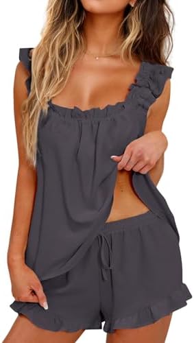 Womens Pajamas Set 2 Piece Rufflle