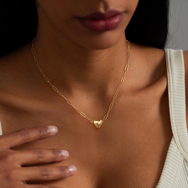 14K Gold/Silver-Plated Heart Shape Pendant