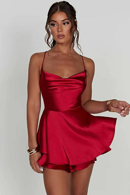 SatinMuse™ Laceback Mini Dress