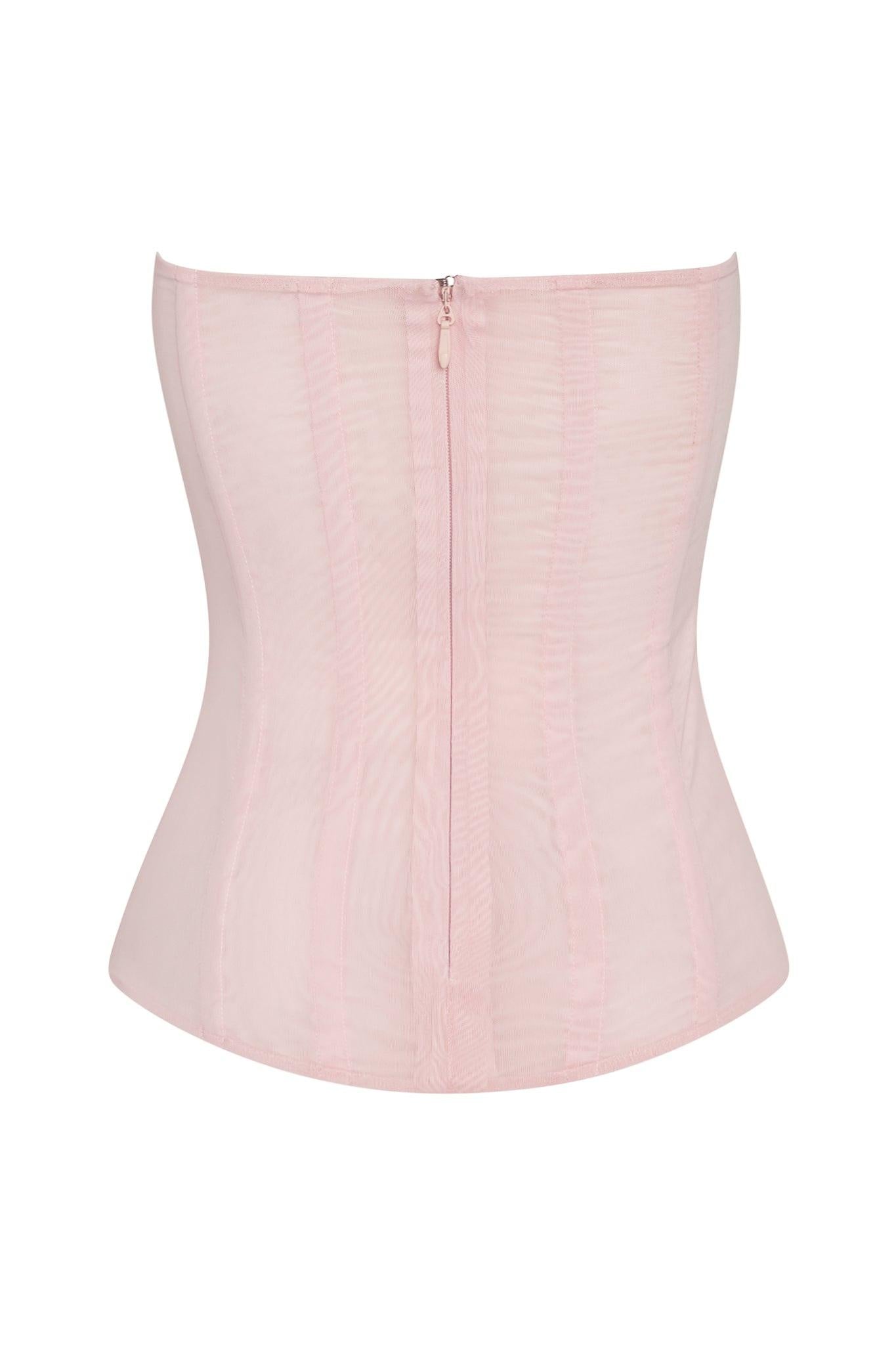 Muse Mesh Corset Top - Pink