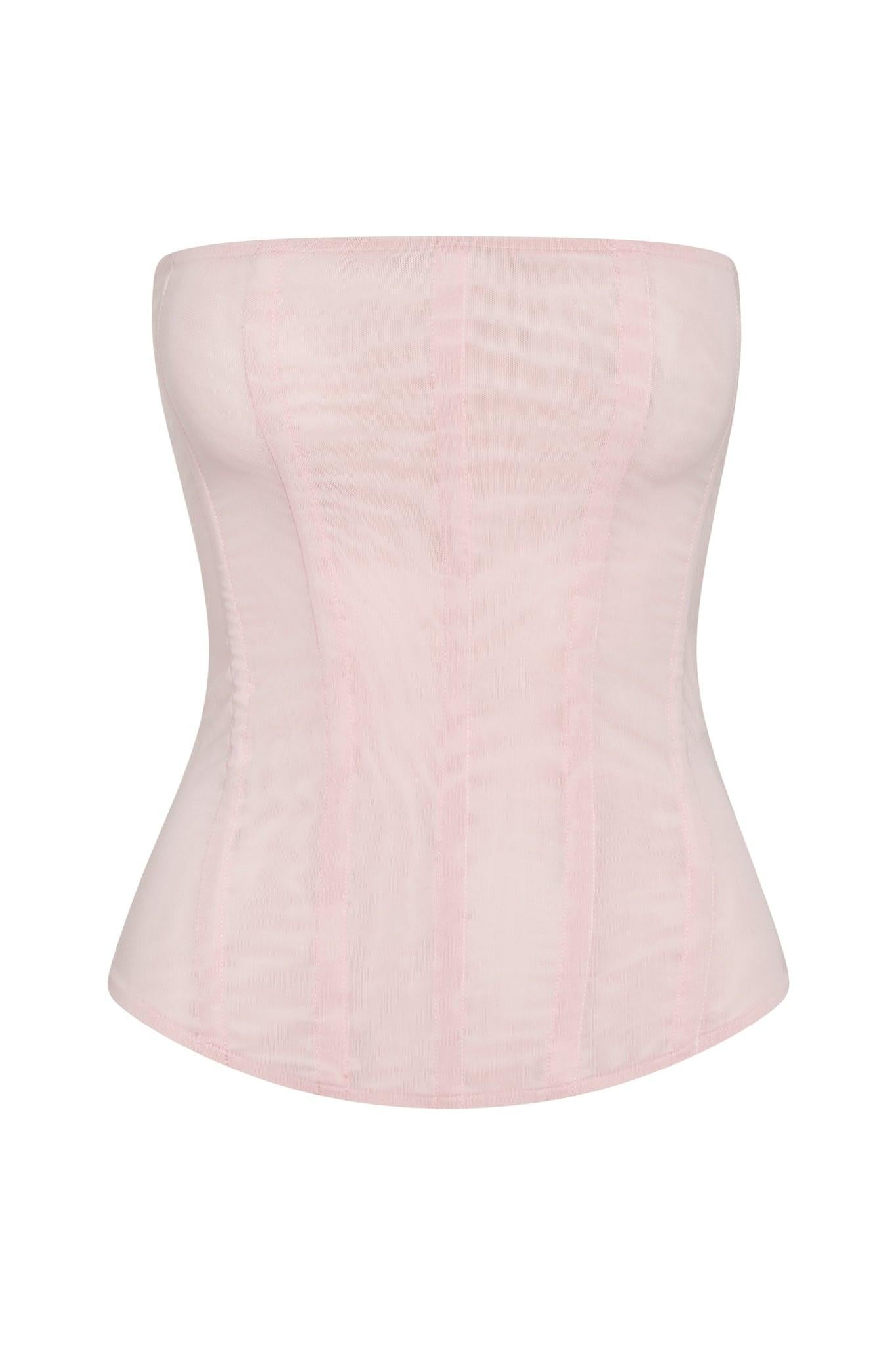Muse Mesh Corset Top - Pink