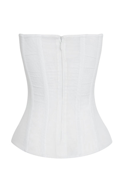 Muse Mesh Corset Top - White