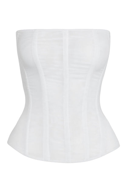 Muse Mesh Corset Top - White