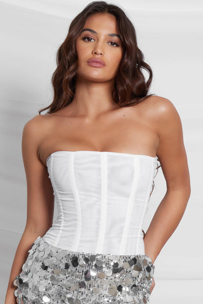 Muse Mesh Corset Top - White