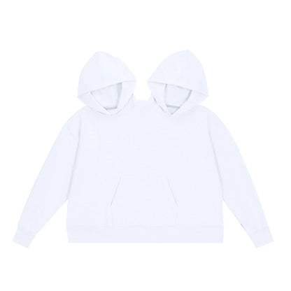 Mens Womens Two Person Ugly Hoodie Intimate  Loose Solid Sweatshirt One-Piece Couples Pullover Holiday Party Jumpers Tops