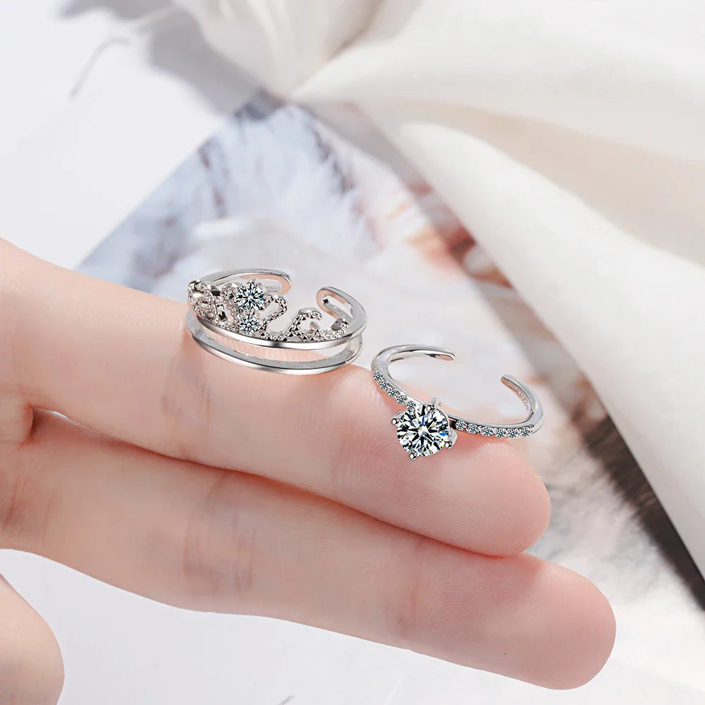 CROWN RING SET (925 STERLING SILVER)