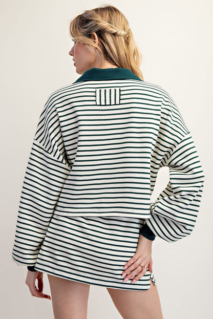 Striped Drawstring Mini Skort Set