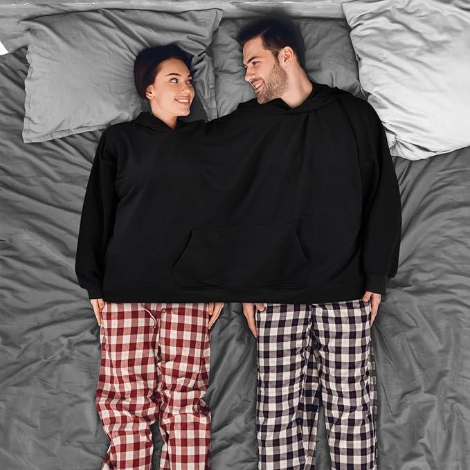 Mens Womens Two Person Ugly Hoodie Intimate  Loose Solid Sweatshirt One-Piece Couples Pullover Holiday Party Jumpers Tops