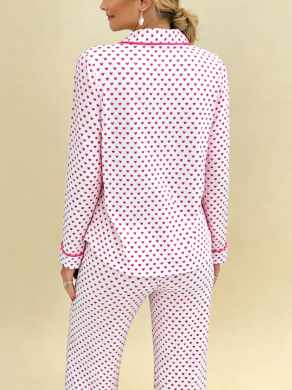 Pink Heart Wide Leg Pajama Set