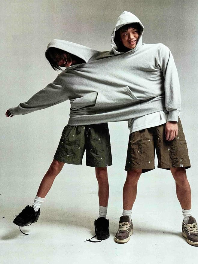 Mens Womens Two Person Ugly Hoodie Intimate  Loose Solid Sweatshirt One-Piece Couples Pullover Holiday Party Jumpers Tops