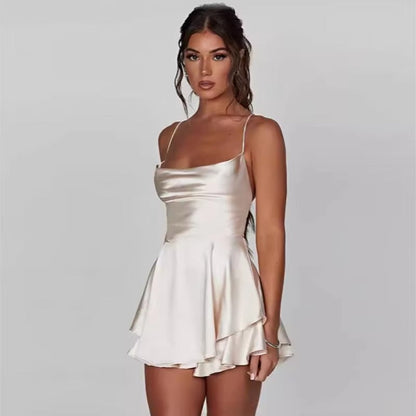 SatinMuse™ Laceback Mini Dress