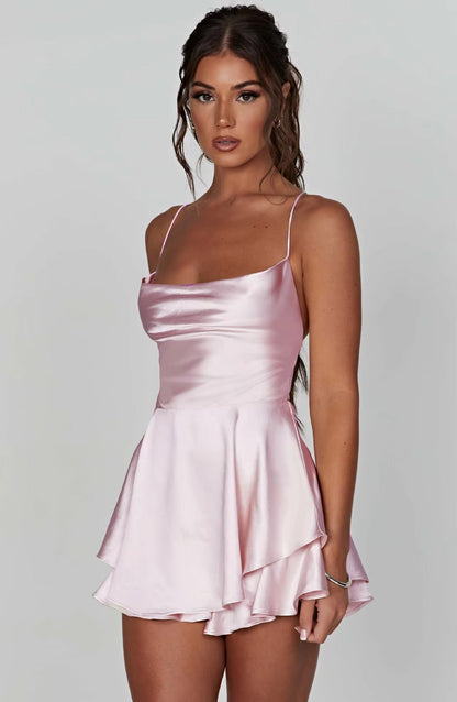 SatinMuse™ Laceback Mini Dress