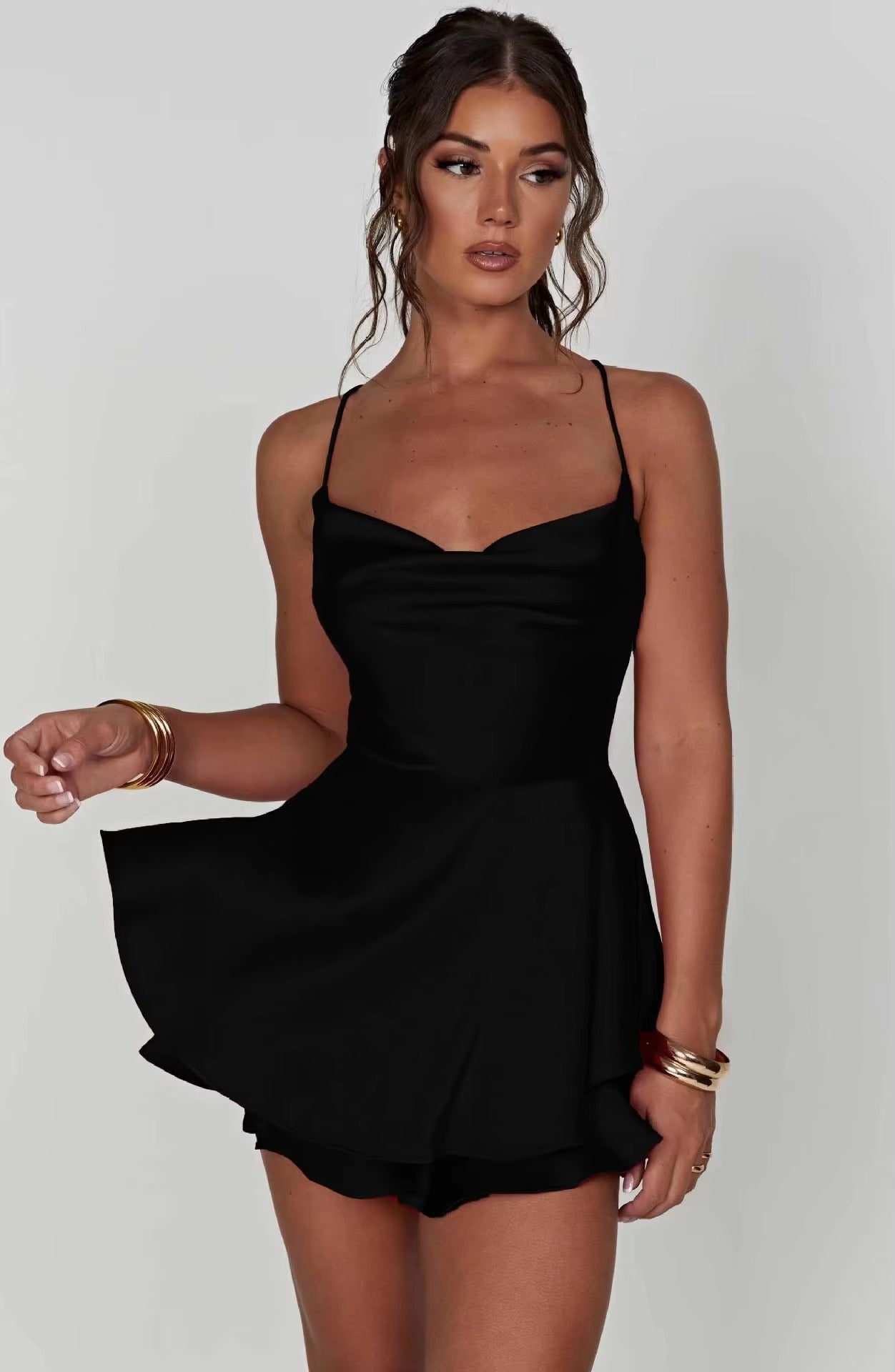 SatinMuse™ Laceback Mini Dress