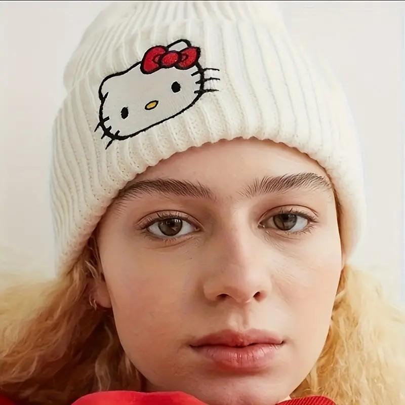 Knitted Cap with Sanrio Hello Kitty Embroidery