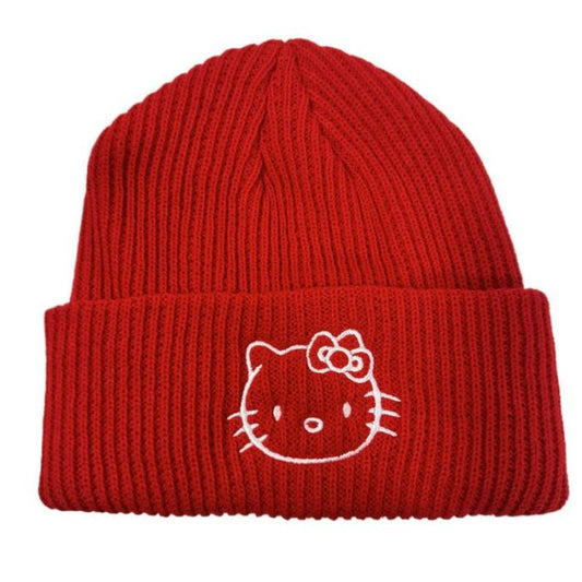 Knitted Cap with Sanrio Hello Kitty Embroidery